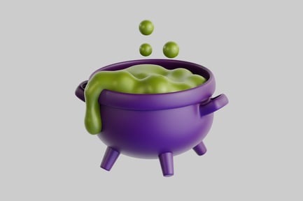 Preview: Cartoon cauldron with potion bubbles