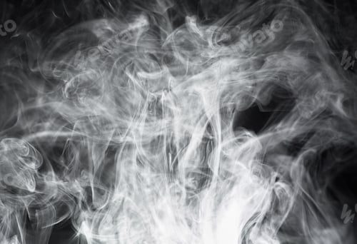 Preview: Smoke, steam or gas in a studio with dark background by mockup space for magic effect with abstract