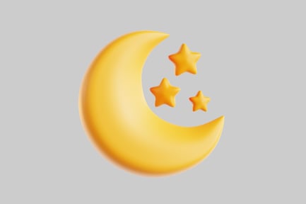 Preview: Crescent moon with triangular star arrangement