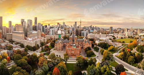 Preview: Toronto, Ontario, Canada panoramic skyline at dawn in early autumn.