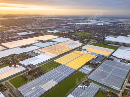 Preview: Aerial view of giant Greenhouse horticulture area
