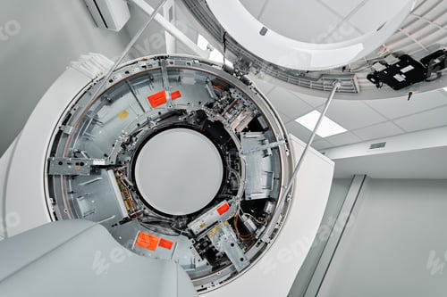 Preview: MRI - Magnetic resonance imaging scan device. MRI scaner room