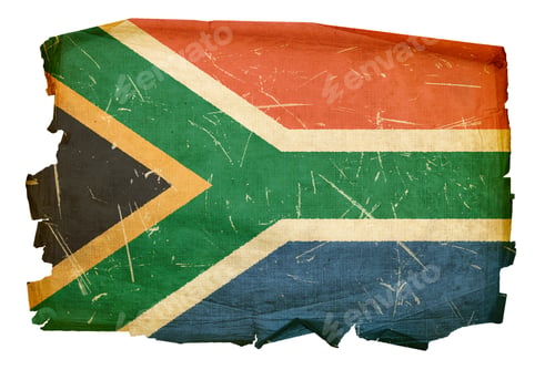 Preview: South Africa Flag old, isolated on white background