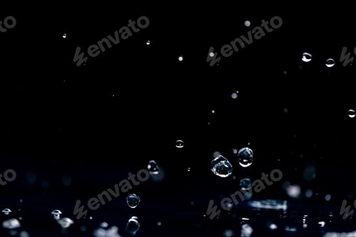 Preview: rain. water droplets, splashes on a black background