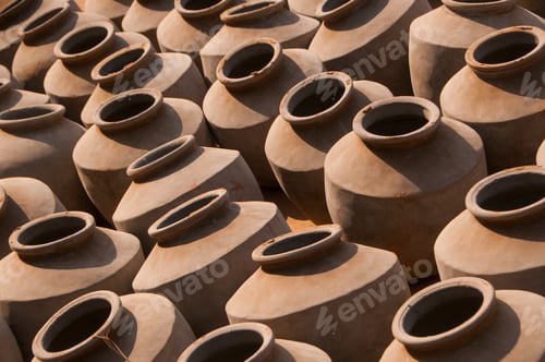 Preview: Background of clay pots, India