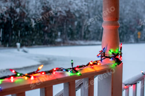 Preview: Christmas lights on the porch while it’s snowing