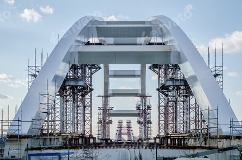 Preview: Bridge on the Danube river in Novi Sad during construction