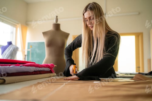 Preview: Seamstress focuses on cutting fabric with scissors