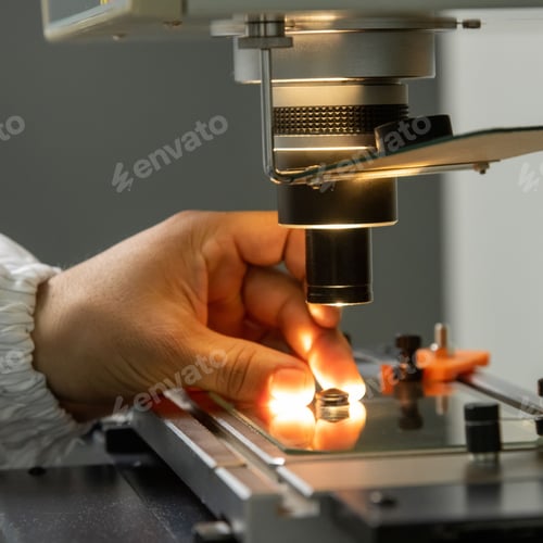 Preview: Closeup of the production and quality control of the internal parts of medical syringes