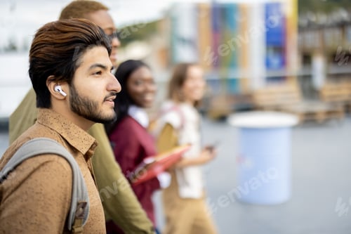 Preview: Students walking on territory of university campus