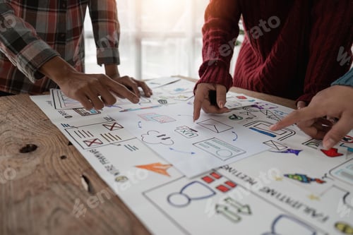 Preview: Creative designer choosing color samples for mobile responsive website development with UI UX