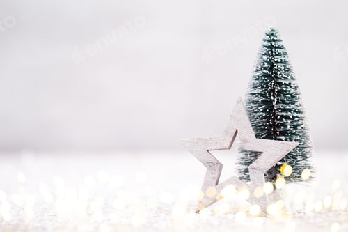 Festive Star and Miniature Tree Decoration for Christmas