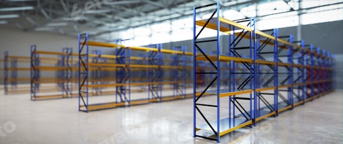 Preview: New empty warehouse for rent. Industrial storehouse, storage system