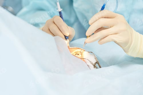 Preview: Ophthalmology laser microscope operation. Doctor in clinic. Patient treatment