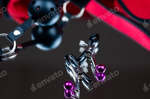 Preview: erotic bdsm toys for intimate sexual games nipple clamps for girls on the background
