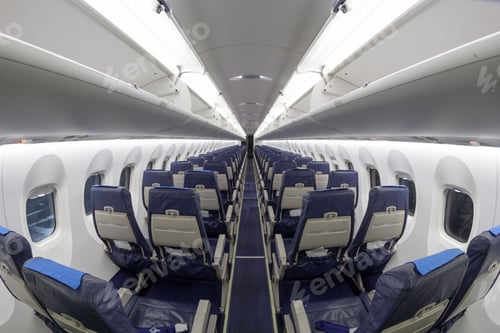 Preview: Interior of an airplane with two rows of seats