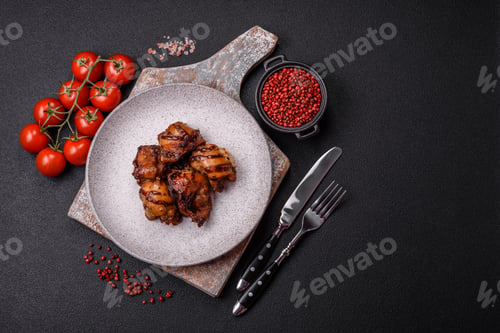 Preview: Grilled chicken or turkey shish kebab with salt, spices and herbs