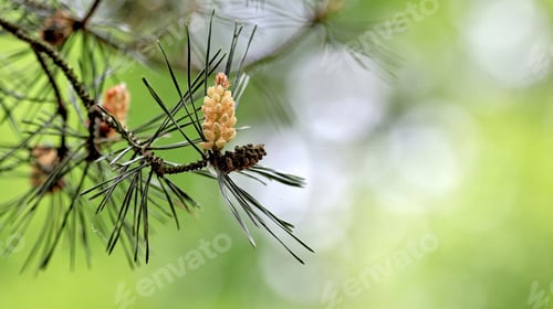 Preview: Selective focus shot of a scots pine t branch