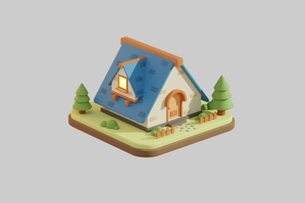 Preview: Small House with Blue Roof