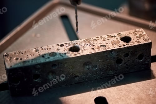 Preview: Porous metal brick with holes.
