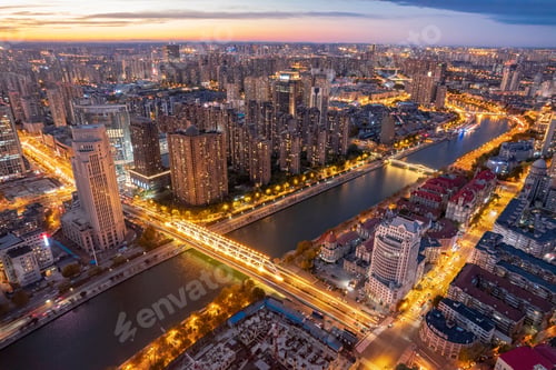 Preview: Aerial photo of Haihe River Scenic Line, Tianjin, China