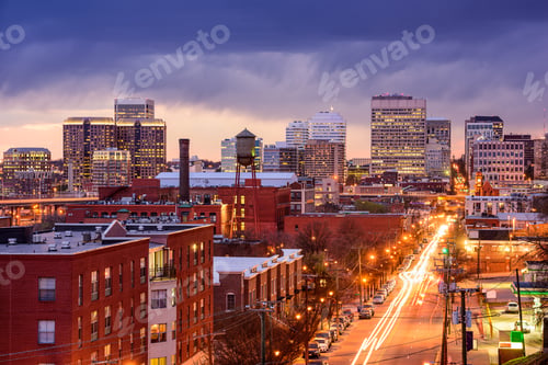 Preview: Richmond, Virginia, Usa Downtown Cityscape Over Main Street.