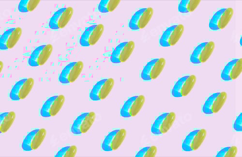 Preview: Beautiful pattern of yellow vitamins on a pink background