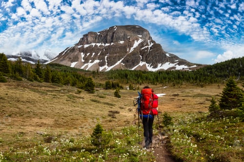 Preview: Female Backpacker Hiking in Canadian Rockies