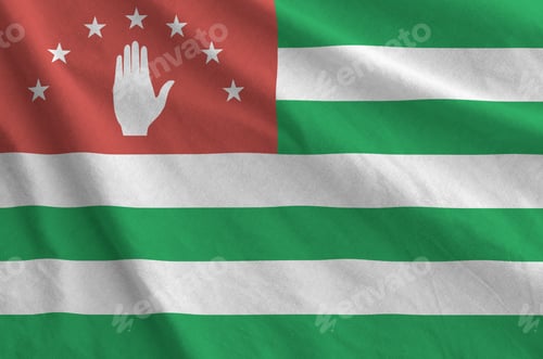 Preview: Abkhazia flag depicted on folded wavy fabric of old cloth