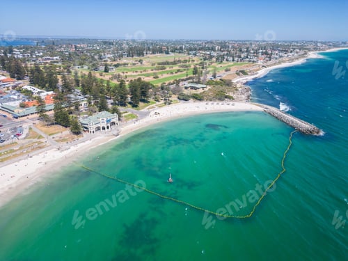 Preview: Aerial view of the sunny city of Perth, Australia.
