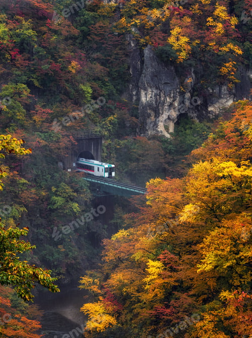 Preview: Landscape scene of Amazing Naruko Gorge in multicolor Autumn season