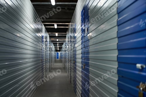 Preview: Concept of storehouse. Corridors of warehouse building