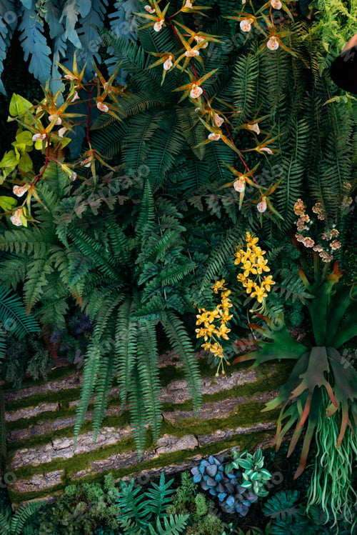 Aperçu: Close up group of background tropical green leaves texture and abstract background.