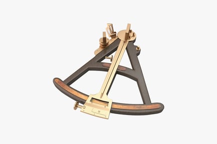 Preview: Antique wooden compass with brass protractors