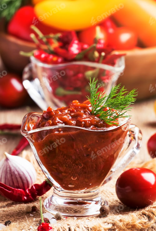 Preview: Spicy tomato sauce with pepper and garlic