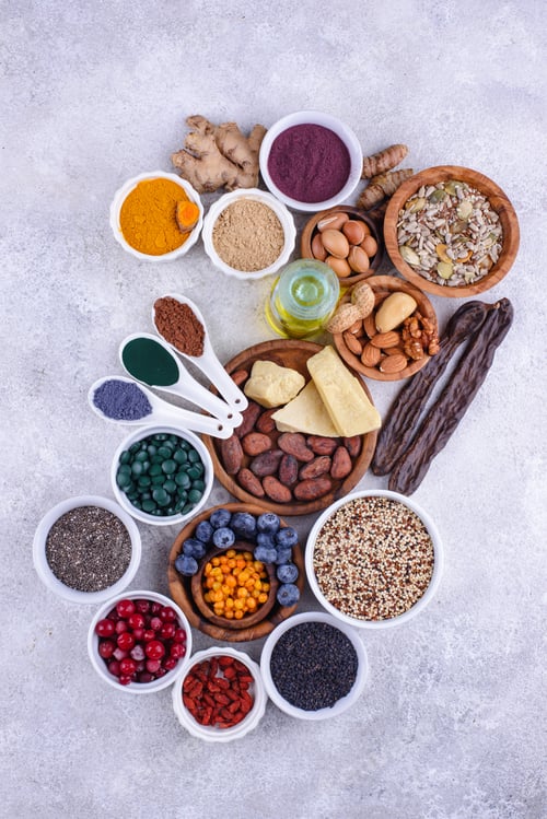 Preview: Various superfoods and healthy food supplement