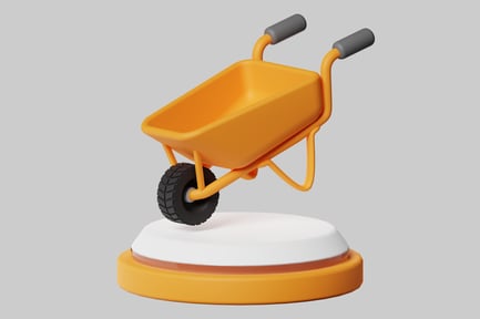 Preview: Orange Wheelbarrow with Black Tire