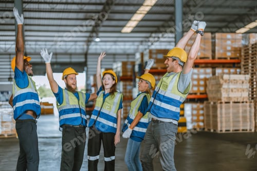 Preview: Diverse warehouse team create empowerment, confidence. Collaboration drives excellence in logistics