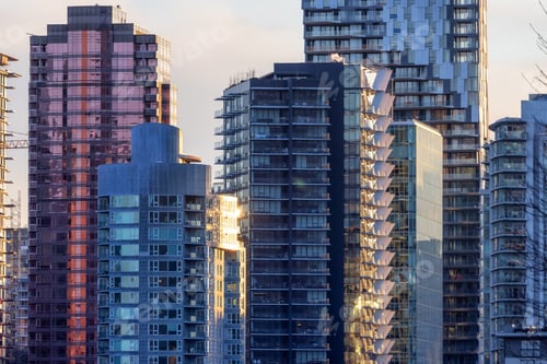 Preview: Highrise Residential and Commercial Buildings in Modern Downtown City. Vancouver