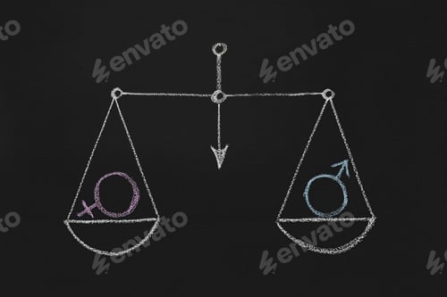 Preview: Drawn scales with male and female gender symbols