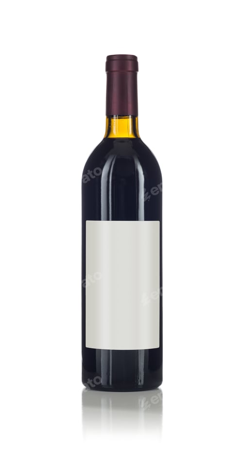 Preview: Wine Bottle with Dark Colored Wine and Blank Wine Label