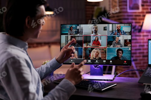 Preview: Asian employee talking on online videocall