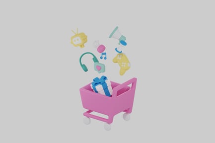 Preview: Pink shopping cart with gifts