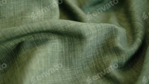 Preview: green linen textile abstract background. Clothing industry concept.