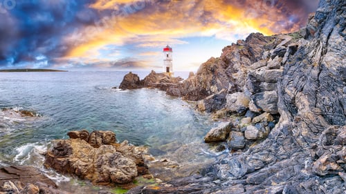 Preview: Fabulous view of sunrise over Capo Ferro Lighthouse.
