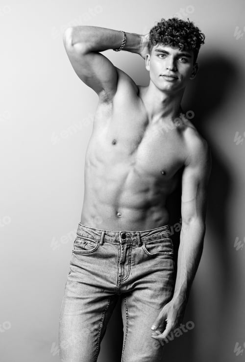 Preview: man body shirtless fashion stylish young person strong torso bodybuilding