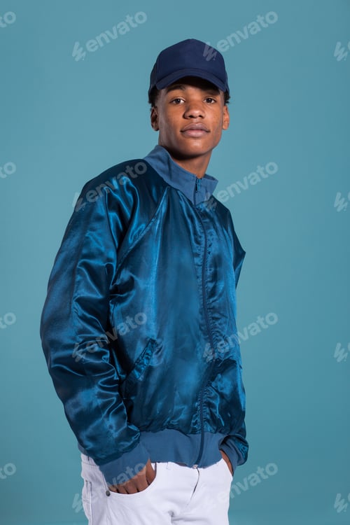 Preview: Anonymous black man in blue outfit