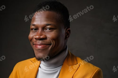 Preview: Stylish dark-skinned man wearing a yellow blazer