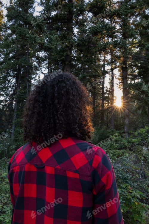 Preview: Girl Walking on a Beautiful Hiking Trail in the woods and Canadian Nature