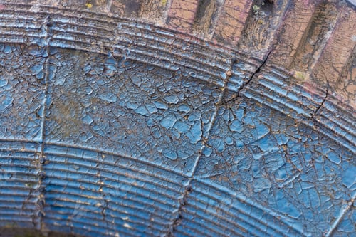 Preview: close-up view of old blue weathered tyre background